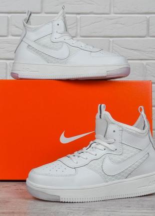Кроссовки мужские nike air force lunar кожаные найк белые индонезия со светоотражателями