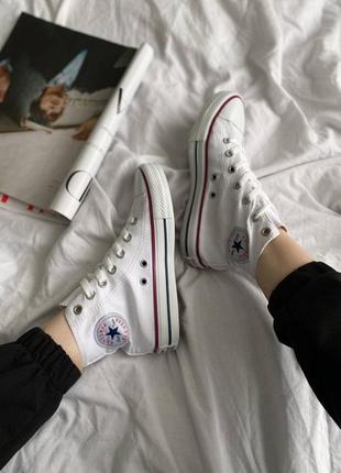 Converse chuck taylor all star hi white трендові класичні білі високі кеди конверс женские трендовые белые классические кеды