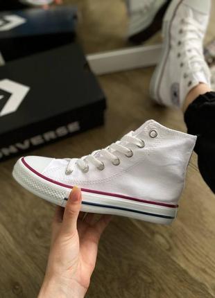 Converse chuck taylor all star hi white трендові класичні білі високі кеди конверс женские трендовые белые высокие классические кеды1 фото