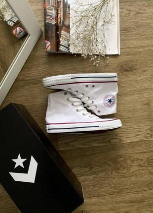 Converse chuck taylor all star hi white трендові класичні білі високі кеди конверс женские трендовые белые высокие классические кеды4 фото