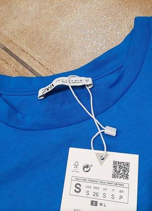 Zara топ футболка с рукавами воланами синий4 фото