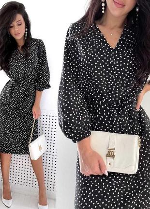 Платье с рукавом в горох горошек