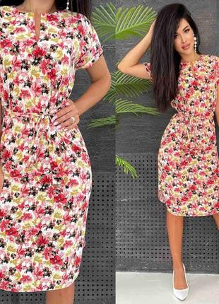 Платье легкое летнее цветочный принт