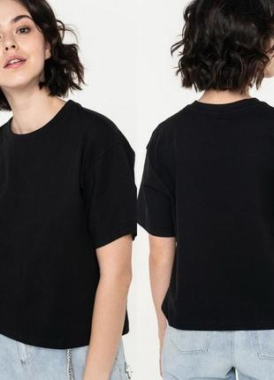 Черная футболка молодежная свободная коттон, хлопок. однотонная женская оверсайз  белая 290001