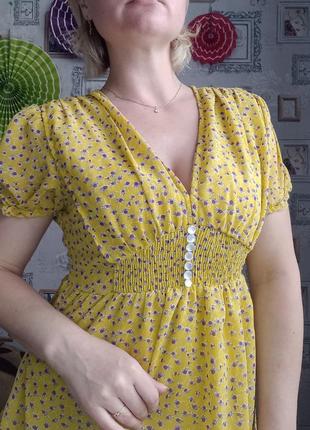 Миленькое желтое шифоновое платье 👗👒👗👒