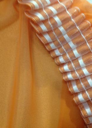 Тюль, гардина из нежной вуали оранжевого цвета 5 метров3 фото