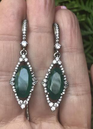 Нові срібні сережки з натуральним агатом, срібло 925 проба