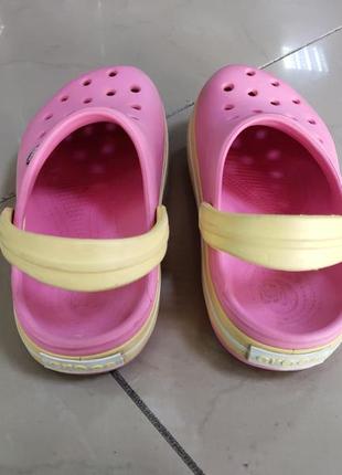 Крокси сабо crocs crocband pink\yellow3 фото