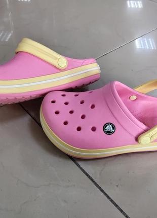 Крокси сабо crocs crocband pink\yellow1 фото