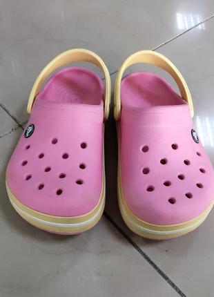 Кроксы сабо crocs crocband pink\yellow4 фото