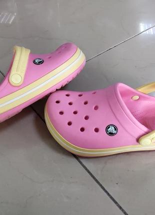 Кроксы сабо crocs crocband pink\yellow2 фото