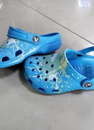 Крокси сабо crocs classic white blue2 фото