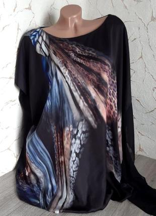 Блуза блузка новая с этикеткой чёрная с рисунком,56 р