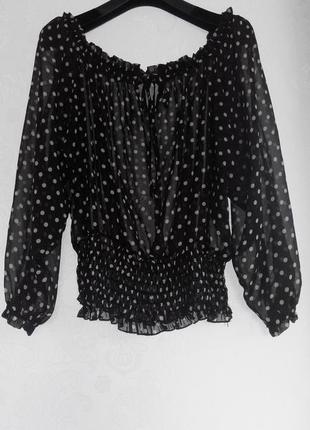 Блузка чорна в білий горошок;  select; xl/xxl5 фото