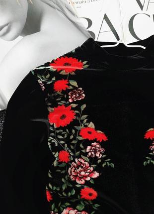 Бархатное платье по фигуре в цветочный принт h&m6 фото