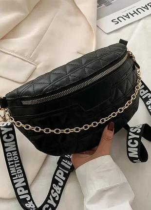 Бананка сумка слинг женская на пояс белая, поясная женская маленькая сумочка...