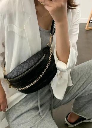 Бананка сумка слинг женская на пояс белая, поясная женская маленькая сумочка...