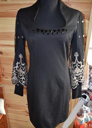 Платье вышивка золото м-ка