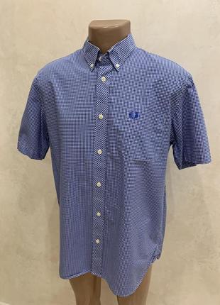 Рубашка сорочка fred perry мужская синя на короткий рукав