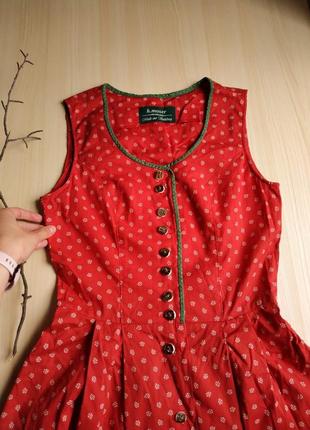 Вінтажна сукня австрія на гудзиках міді червоне з кишенями пишне xs s бавовна3 фото
