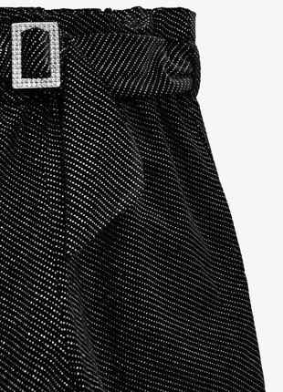 Zara шортики блискучі з поясом3 фото