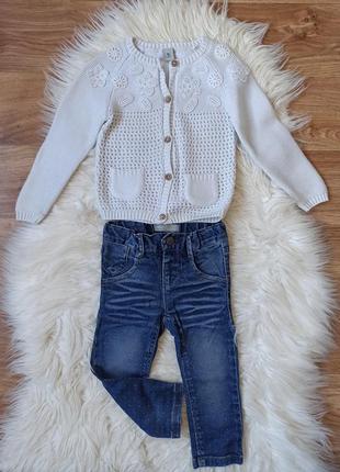 Теплый костюм комплект джинсы кофта на девочку рост 80 86