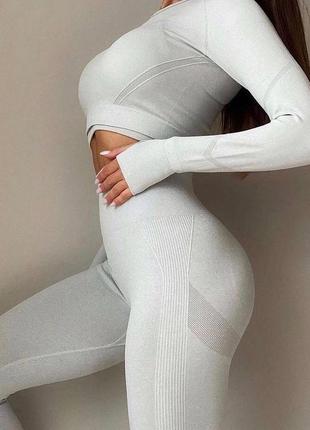 Бесшовный комплект для фитнеса, йоги, лосины с пуш-ап push-up, костюм для фітнесу4 фото
