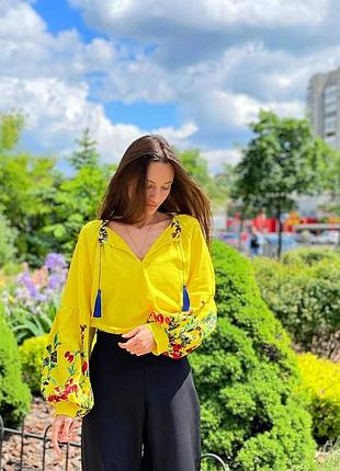 Сорочка з вишивкою з натурального льону 💛