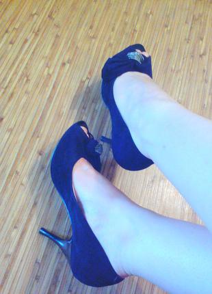 Новые замшевые туфли/ туфли замш с камушками на высоком каблуке/ черные туфельки5 фото