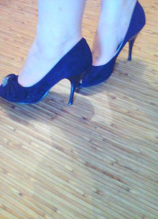 Новые замшевые туфли/ туфли замш с камушками на высоком каблуке/ черные туфельки4 фото