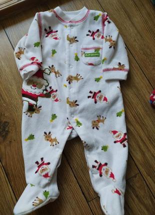 Різдвяний новорічний чоловічок сліп carter's 0-3 міс ромпер новогодний рождественский