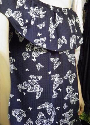 Платье принт бабочек открытые плечи распродажа4 фото