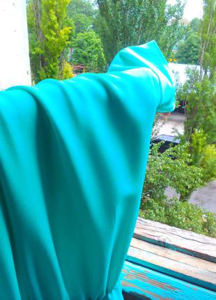 Бирюзовое  летнее платье/ шифоновое платье на резинке с поясом4 фото