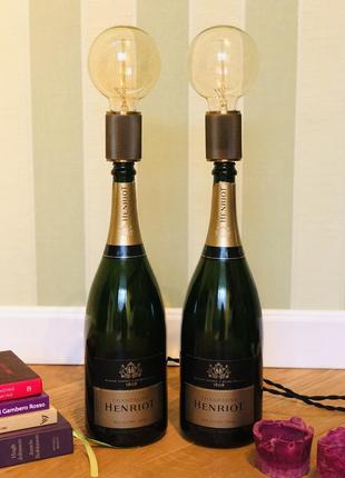 2 стильних світильники з-під пляшок шампанського 1,5 л, ручна робота