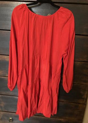 Классное красное базовое ярусное платье оверсайз 50-56р h&m4 фото