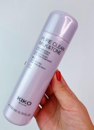 Молочко і тонік для очищення особи 2 в 1. kiko milano pure clean milk & tone