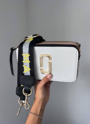 Marc jacobs logo white brown новинка трендова шикарна сумочка марк джейкобс біла женская трендовая стильная белая компактная сумка