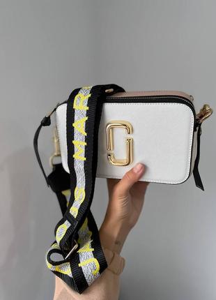 Marc jacobs logo white brown новинка трендова шикарна сумочка марк джейкобс біла женская трендовая стильная белая компактная сумка