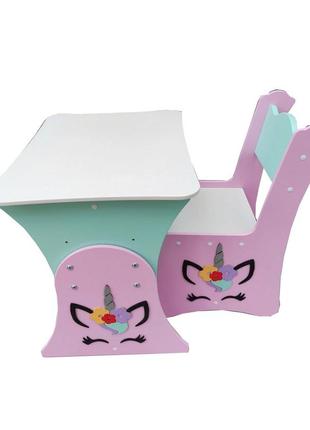 Детский комплект столик и стульчик "единорог" стільчик парта дитяча