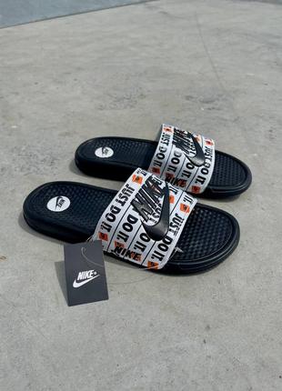 Жіночі літні чорно-білі шльопанці nike slides just do it 🆕 женские шлепанцы3 фото