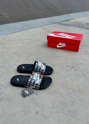 Жіночі літні чорно-білі шльопанці nike slides just do it 🆕 женские шлепанцы4 фото