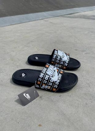 Жіночі літні чорно-білі шльопанці nike slides just do it 🆕 женские шлепанцы3 фото