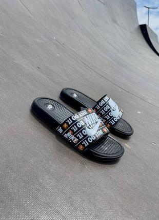 Жіночі літні чорно-білі шльопанці nike slides just do it 🆕 женские шлепанцы6 фото