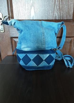 Джинсовый рюкзак hand-made большой