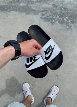 Чоловічі літні чорно-білі шльопанці nike slides logo 🆕 мужские шлепанцы найк1 фото