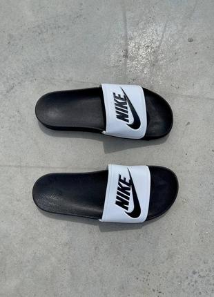 Чоловічі літні чорно-білі шльопанці nike slides logo 🆕 чоловічі капці найк8 фото