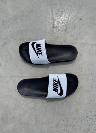 Чоловічі літні чорно-білі шльопанці nike slides logo 🆕 мужские шлепанцы найк10 фото