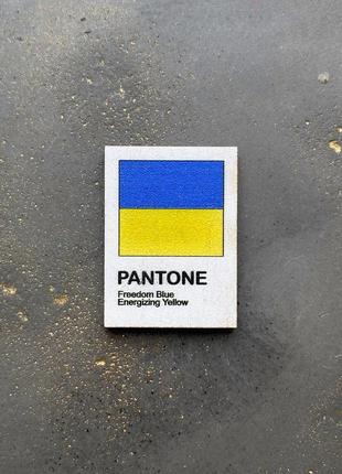 Деревʼяний значок на булавці pantone5 фото