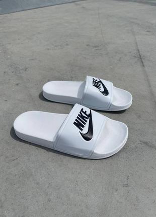 Чоловічі літні білі з чорним шльопанці nike slides logo 🆕 чоловічі капці найк4 фото