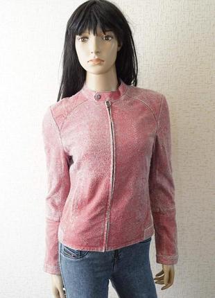 Женская кожаная куртка diesel красного цвета